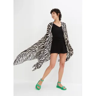 bonprix Poncho Animal-Print Schwarz/Beige 100% Viskose