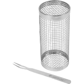 LANDMANN Edelstahl Grillkorb mit Gabel Grillzubehör Gemüsekorb Camping 20x9cm