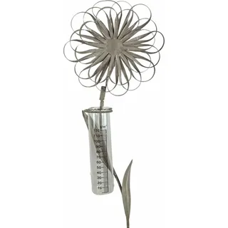 Regenmesser Blume ca. 108 cm - Gartendekoration - Hellgrau
