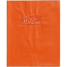 Clairefontaine 72008C - Heftumschlag / Heftschoner / Hefthülle Calligraphe mit Feinkörnung und Lederoptik, 17x22 cm, Etikettenhalter, aus PVC blickdicht und strapazierfähig, Orange, 1 Stück