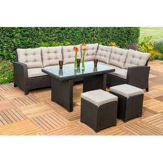 Gartenlounge-Set MERXX "Salerno", braun, Obermaterial: 100% Polyester. Füllung: 100% Polyurethan, Sitzmöbel-Sets, Gartenlounge-Set, Schenkel beidseitig montierbar