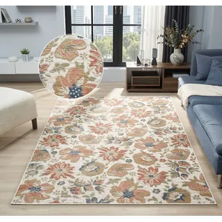 OTTO home "Ellodie, Hoch-Tief-Struktur" rechteckig 7 mm Höhe Blumen, Floral, bunt, Wohnzimmer, Schlafzimmer, Esszimmer, rot