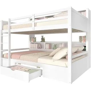 Flieks Etagenbett 90x200cm + 90x200cm Weiß mit Schubladen Staufächer , Holz , 90x200 cm , Babymöbel & Kindermöbel, Kinderzimmer & Jugendzimmer, Stockbetten