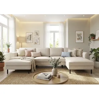 Home Affaire Wohnlandschaft Cord 305 cm 3-Sitzer cannoli cream