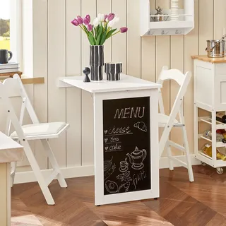 SoBuy Wandklapptisch mit Drop-Leaf Klappbarer Esstisch mit Memo-Board Platzsparender Klapptisch für Küche und kleine Räume Weiß 50cmx75cmx76cm FWT20-W - Weiß