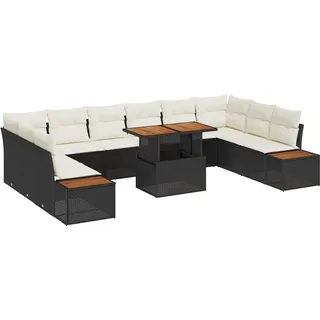 vidaXL Garten-Sofa-Set mit Speicher 11-Tlg schwarz
