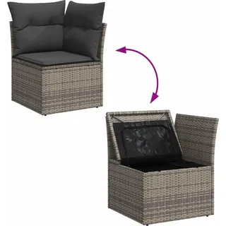 vidaXL Gartensofa-set mit Speicher 7 pcs Grau Poly-Rattan - Grau