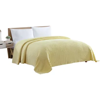 Beatrice Home Fashions Bettüberwurf aus Chenille mit Rillenmuster, King-Size-Größe, Gelb