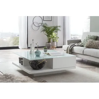SalesFever Couchtisch im minimalistischen Stil Weiß MDF 100 x 36 x 100 cm