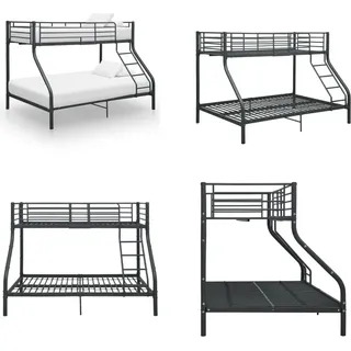 vidaXL Etagenbettgestell Schwarz Metall 140x200 cm/90x200 cm - Etagenbett - Etagenbetten - Hochbett - Hochbetten - Schwarz