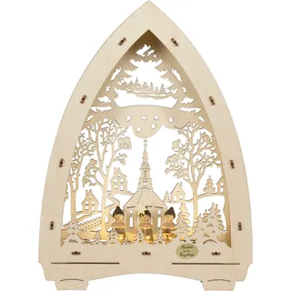 SAICO Original LED Schwibbogen »LED-Lichterspitze, Seiffener Kirche« für Batteriebetrieb, Timer, LED-Stripe, warmweiß, BxHxT: 21,5x29x5 cm