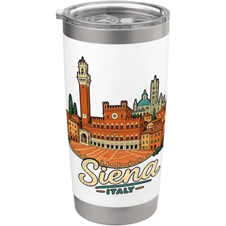 Handgezeichnetes Siena Italien, Reise-Souvenir, Sehenswürdigkeit, Geschenk Doppelwandiger Edelstahl-Thermobecher