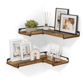 VASAGLE Eckregal 2er Set Industrie-Design Braun