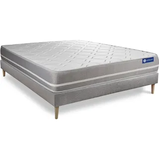 Actimemo touch matratze 200x200cm + Bettgestell mit lattenrost - Dicke : 20cm - Memory-schaum - H3 - Grau