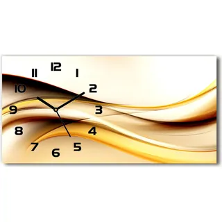 Wanduhr aus Glas – 60x30 cm - Glasbild - Glasuhr - Gehärtetes Glas - schwarze-zeiger - abstrakte Wellen