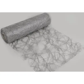 Protinam Sizoweb Tischläufer Tischband 25 Meter Rolle zur Dekoration für verschiedene Anlässe wie Ostern, Weihnachten, Hochzeit oder Taufe (Farbe: Silber, Maße: 30 cm x 25 m, besonders robust, abwaschbar)