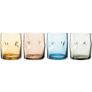 Leonardo Gläserset , Blau, Braun, Gelb, Grau , Glas , 4-teilig , 300 ml , 7.5x9x7.5 cm , Gläser, Gläsersets