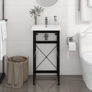The Living Store Badezimmer Waschtischgestell Schwarz 40x38x83 cm Eisen - Schwarz