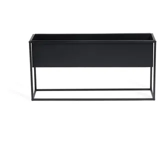 LIFA LIVING Niedriger Blumenkasten aus Metall für Garten & Balkon, Hochbeet für innen & außen, Schwarzer Balkonkasten in 80x20x40cm, Max. Belastbarkeit 7 kg