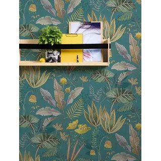 A.S. Création Floral Vliestapete 10 m x 0,53 m beige/gelb/grau/grün/rot/weiß/petrol 393483
