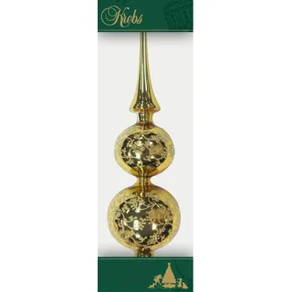 Dekohelden24 ***Dekohelden24 Lauschaer Christbaumschmuck - Christbaumdoppelspitze Gold glänzend mit Dekor, 33 cm - 900010A