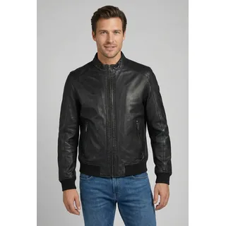 Lederjacke MAURITIUS "MMGoran", Herren, Gr. M, schwarz, Obermaterial: 100% Schafsleder. Futter: 100% Baumwolle. Ärmelfutter: 100% Polyester, unifarben, regular fit kurz, eingesetzt Strickbund, Jacken Lederjacke, mit Stehkragen, Reißverschluss, Strickbündchen