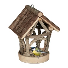 Relaxdays Vogelfutterhaus Holz, zum Aufhängen, Garten, Vogelfutterspender Kleinvögel, HxBxT 22,5 x 17 x 13,5 cm, Natur