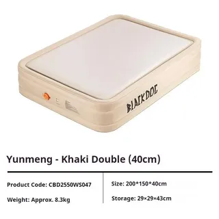 Aufblasbares Doppelbett - Camping Luftmatratze für 2 Personen - Eingebaute Pumpe - 40 cm extra hoch - 200x150 cm Gästebett - Khaki