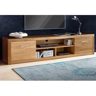 Home Affaire »Logo,200cm breit,42 cm tief, Fronten Massivholz, Kabeldurchführung« Korpus Holzwerkstoff,2 Klappen, 5 Fächer, Metallgriffe