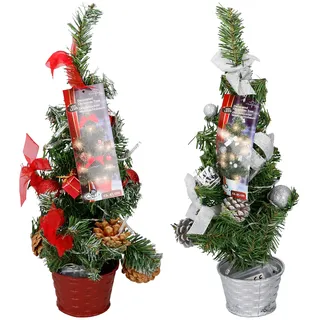 Weihnachtsbaum ca 45cm,mit 20xLED Rot oder Silber dekoriert (Silber)