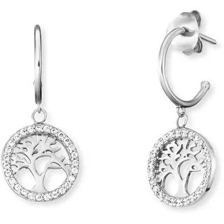 Engelsrufer 925 Silber Damen-Creolen mit Lebensbaum und Zirkonia,