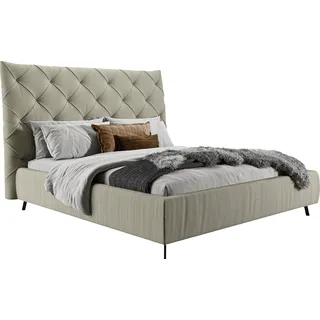 Home affaire Polsterbett »Maxime, in 4 Breiten bis 200cm, auch in Leder« Kopfteilhöhe 143 cm, belastbar bis 280 kg, auch in Überlänge 220cm, silberfarben