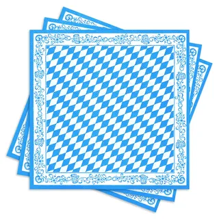 40 Stück Servietten Bayrisch Deko, Bierfest Deko Tissueservietten 33 x 33 cm, Bayerische Servietten in Blau Weiß für Deutsches Bierfest Bayrische Münchner Bierzelt Bayern Tischdeko, Farbe A