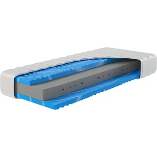 Kaltschaummatratze HN8 SCHLAFSYSTEME "XXL Gelstar KS, Waterpur-Kern mit 7 Zonen, Geltouch-Auflage" Gr. 2, weiß, B:90cm H:25cm L:200cm, Bezug (oben): 65% Polyester, 34% Viskose, 1% Elasthan. Bezug (unten): 65% Polyester, 34% Viskose, 1% Elasthan. Steppfüllung (oben): 100% Polyester. Steppfüllung (unten): 100% Polyester, Matratzen, Kaltschaummatratze, 3D-Klimaborder, in 90x200 cm und weiteren Größen erhältlich