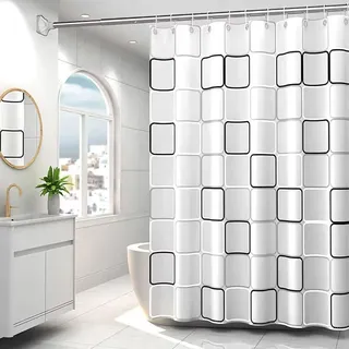 PVFZXS Duschvorhang 200x200 cm, PEVA Anti-Schimmel Wasserdicht Waschbar Duschvorhang mit 12 Ringen, für Dusche und Badewanne
