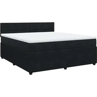 vidaXL Boxspringbett mit Matratze Schwarz 180x200 cm Samt