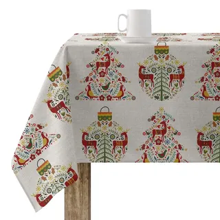 Belum Tischdecke für Weihnachten, 250 x 140 cm, 100% Baumwolle, harzbeschichtet, schmutzabweisend, Nicht laminiert, Modell Merry Christmas 71