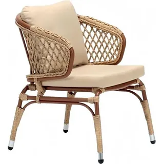 Sessel Beige r Rattanstuhl moderner Terrassen hochwertiger stilvolle - Beige