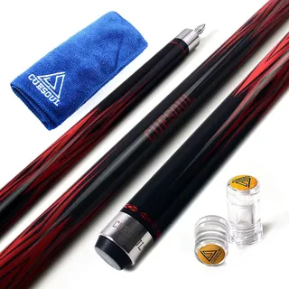 CUESOUL Dhole 58 "2 Piece Maple Billiard Queue 19 Unzen | Premium-Ahornholz, Mehrlagige Spitze, Präzision, Komplettes Queue-Set für sofort startklar, für Ligen & Zuhause, Geschenk