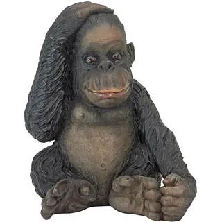 Design Toscano Curly der Schimpanse des Dschungels Lustige Affen-Statue, Harz, Vollfarbe wirklichkeitsgetreu