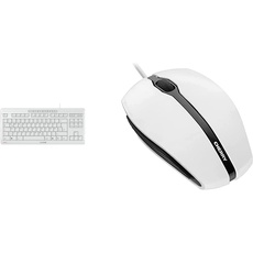 CHERRY Stream Keyboard TKL, Deutsches Layout, QWERTZ Tastatur, kabelgebundene Tastatur, Blauer Engel, SX Scherenmechanik, weiß-grau & GENTIX Corded Optical Mouse, weiß-grau