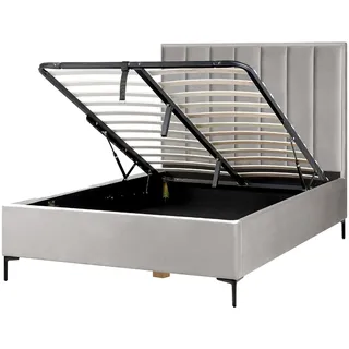 Beliani Polsterbett Hellgrau Textil, 140x200 cm