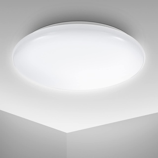 B.K.Licht - Deckenlampe mit neutralweißer Lichtfarbe, 12 Watt, 1200 Lumen, LED Deckenleuchte, LED Lampe, Wohnzimmerlampe, Schlafzimmerlampe, Küchenlampe, Deckenbeleuchtung, 27,8x6,5 cm, Weiß