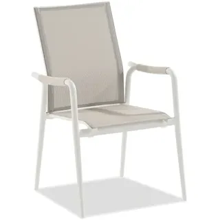 Niehoff Costa Hochlehner Aluminium/Textilene Ivory/Taupe stapelbar