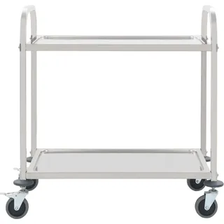 vidaXL 2-Stufiger Servierwagen 95 x 45 x 83,5 cm Edelstahl - Silber