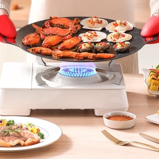 TOPINCN Quadratische Grillpfanne Im Koreanischen Stil, Koreanischer BBQ-Platten-Barbecue-Grill Antihaft-Rundbratpfanne für Den Herd Im Freien(Universal Type 33cm)