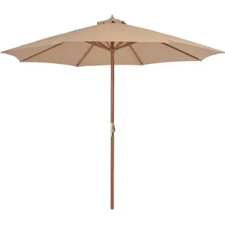 The Living Store Sonnenschirm mit Holz-Mast 300 cm Taupe - Taupe