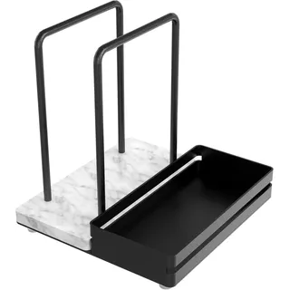 STWWO Serviettenhalter Schwarz, Serviettenhalter aus Metall & Marmor Serviettenspender mit Caddy für Tisch Küchenzubehör Servietten Halterung zum Dekorieren