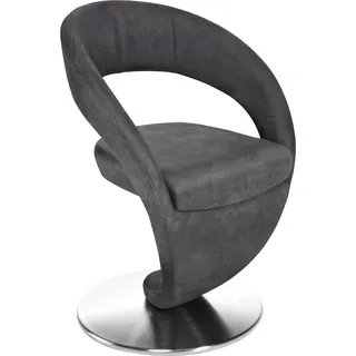 K+W Komfort & Wohnen Drehstuhl »Wave« () Design-Drehstuhl, Drehteller in Edelstahloptik, grau