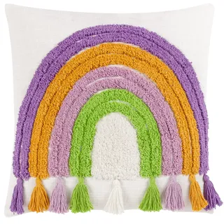 Heya Home Regenbogen Quasten Baumwolle Tufted Kissenabdeckung